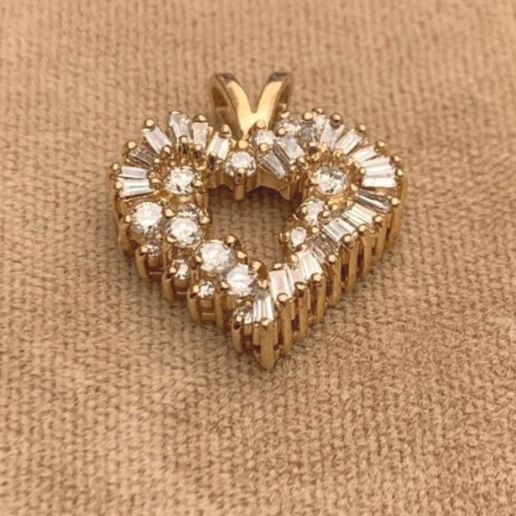 Diamond Heart 14K YG Pendant Vintage Unworn